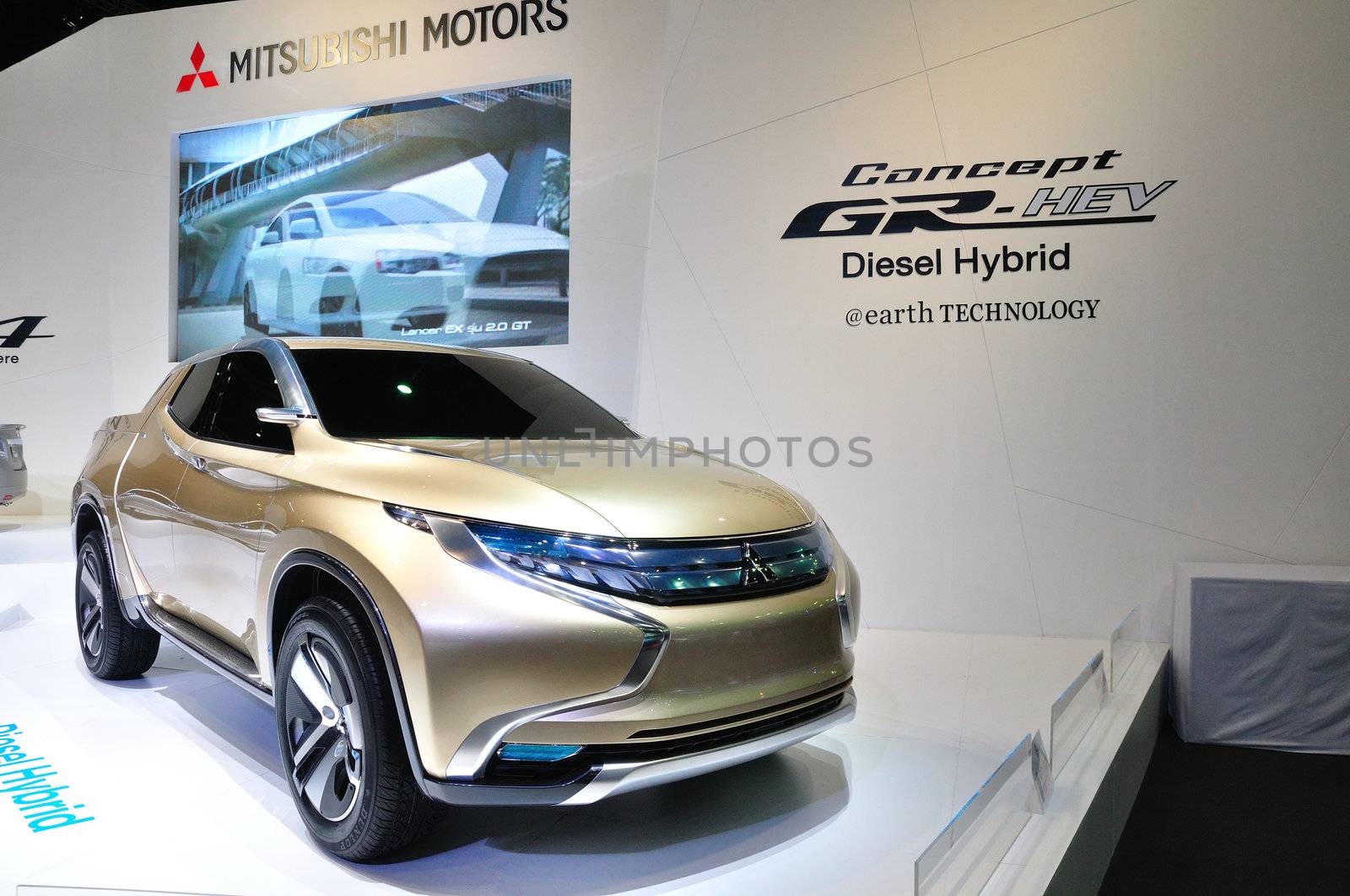 BANGKOK, THAILAND - MAR 30: Mitbubishi GR-HEV, Diesel Hybrid  Car, shown at the Bangkok Motor Show 2013 in Bangkok, Thailand on March 30, 2013.