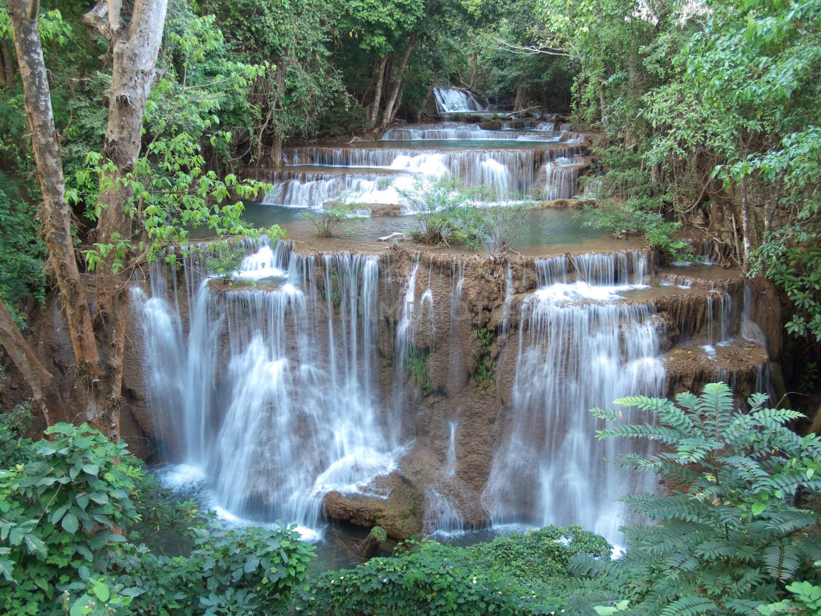 Fourth level of Huay Mae Kamin Waterfall, Khuean Srinagarindra National Park, Kanchanaburi, Thailand
