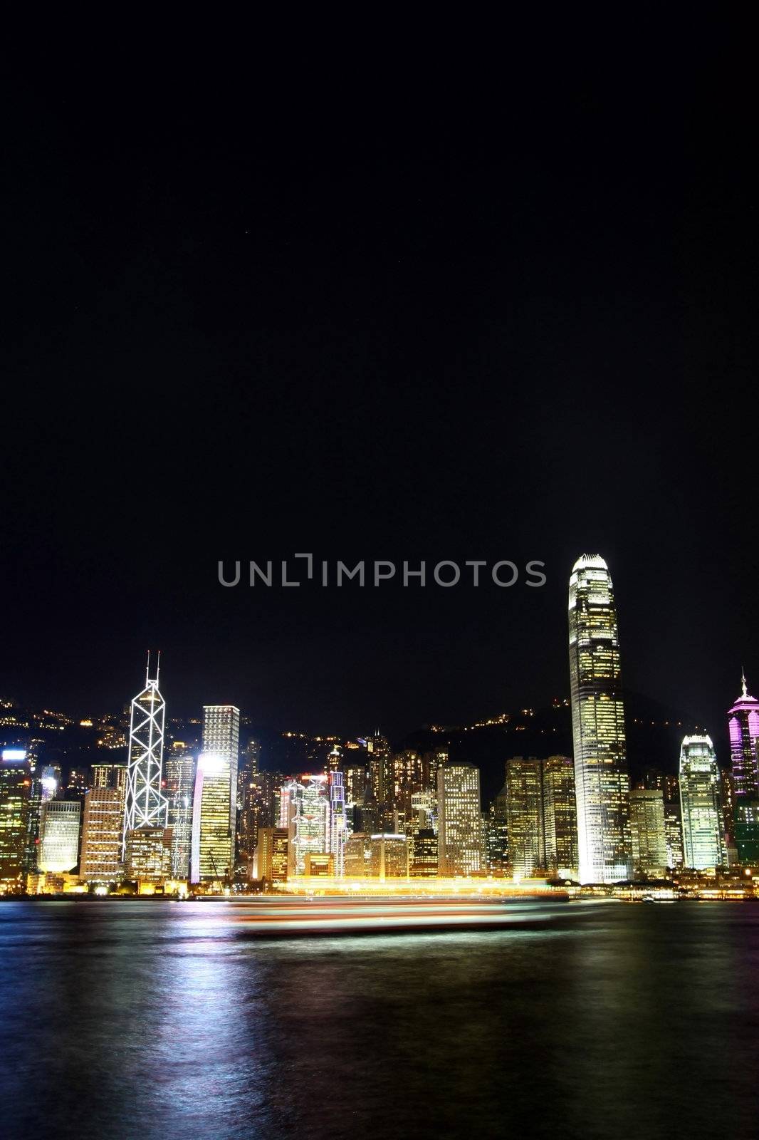 Hong Kong night view along Victoria Harbour by kawing921