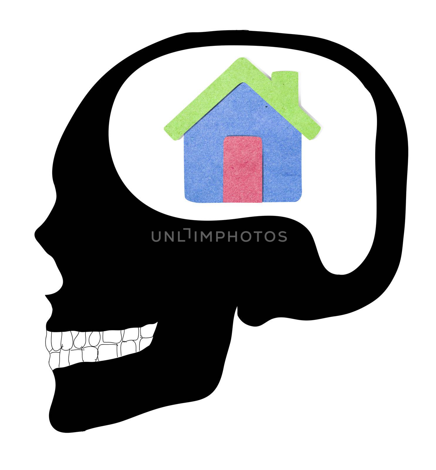 A concept for Dream Home, where Thinking human Skull