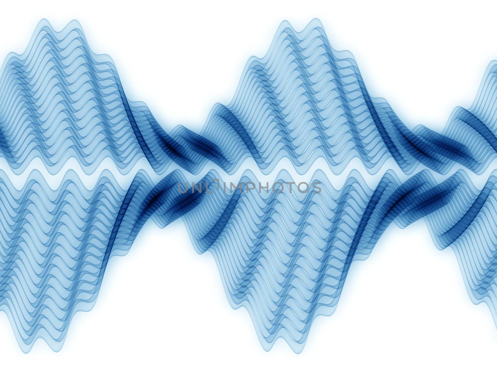 Abstract sine waves rendered in blue against white background