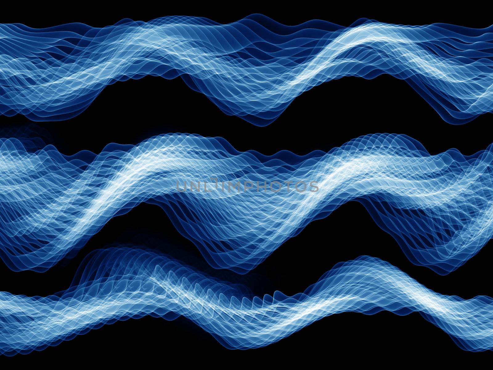 Abstract sine wave rendered in blue against black background