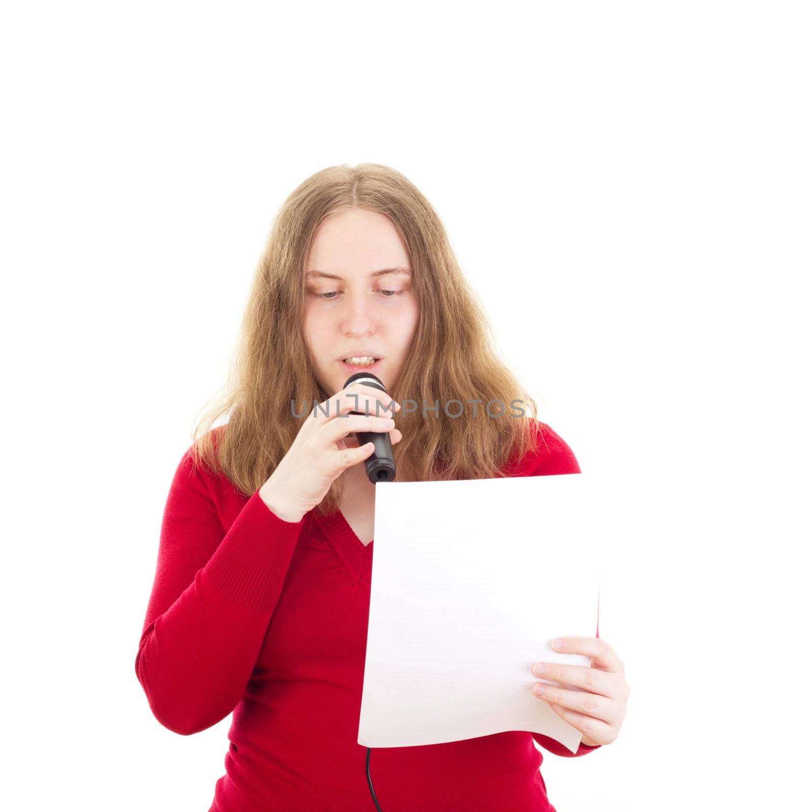 Beautiful woman giving a presentation