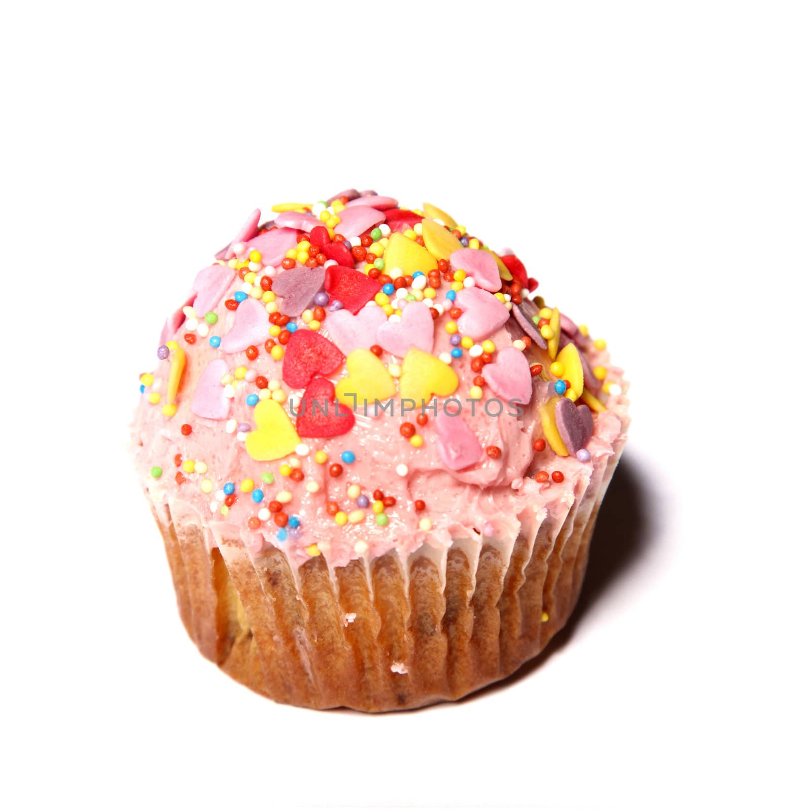 Pink Cupcake - homemade - on a white background - square