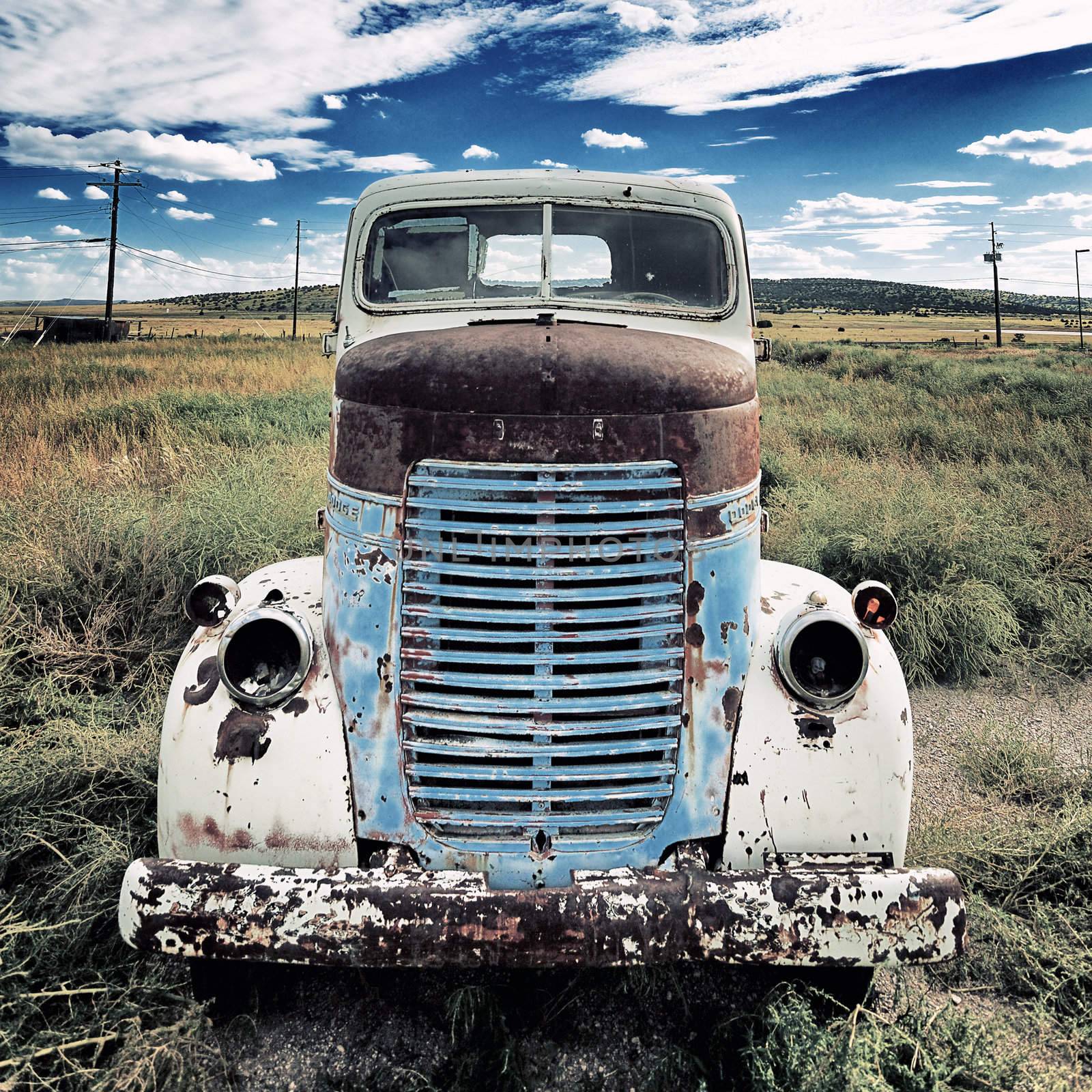 Old truck out in the meadow