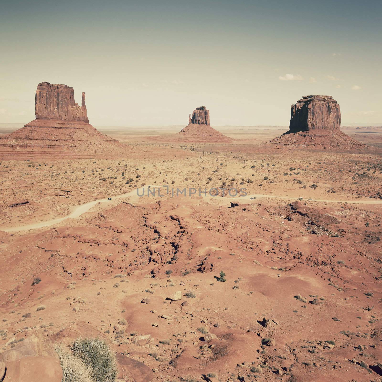 view of famous landscape of Monument Valley, Utah, USA. 