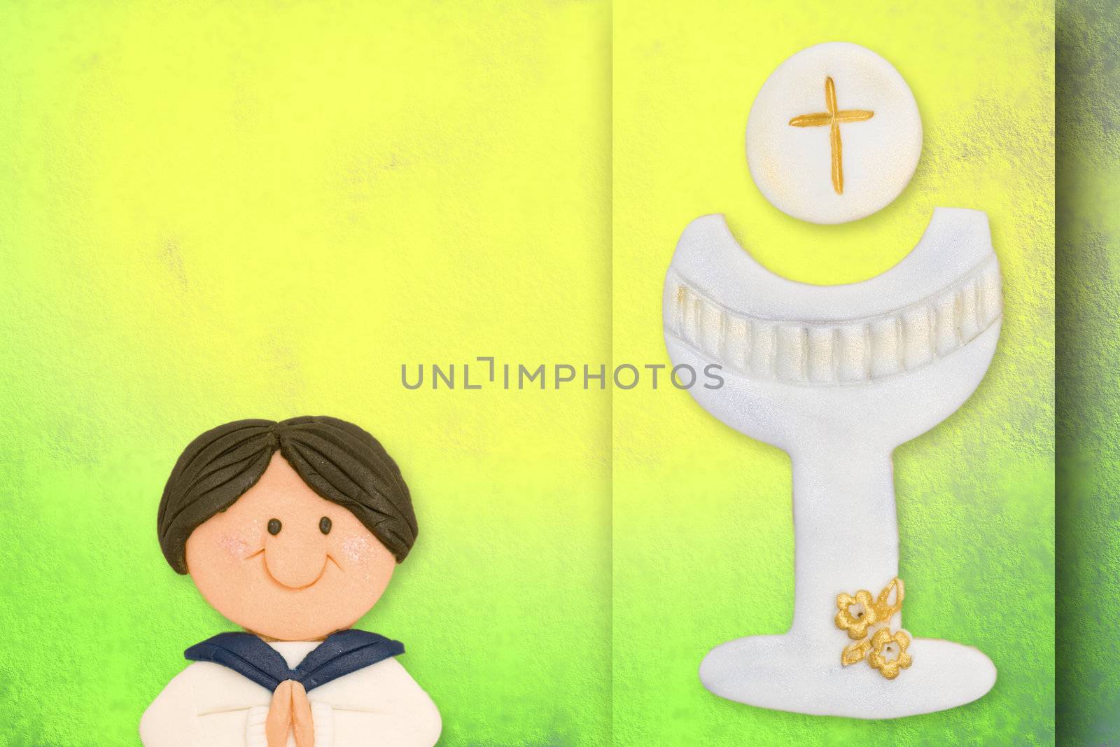 first communion greeting card boy and chalice