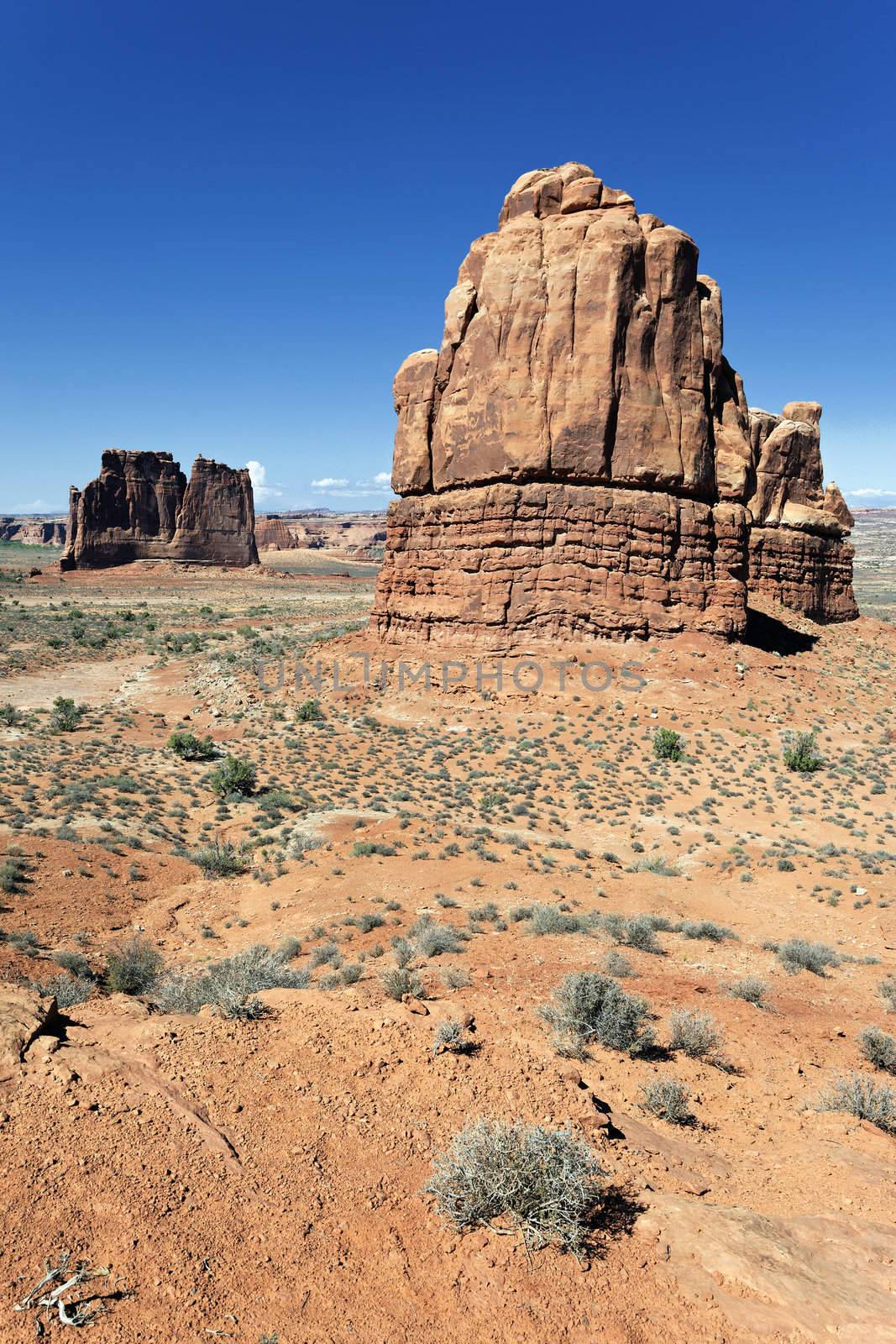 famous Red Rock formations, located in Arches National Park in Moab, Utah 