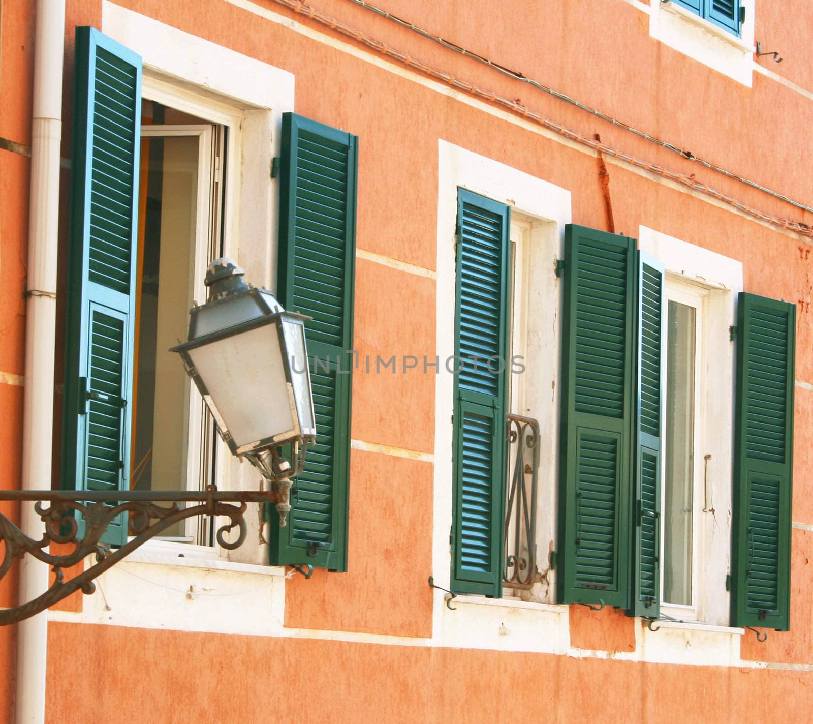 Italy. Cinque Terre region. Riomaggiore village. Lantern on the wall