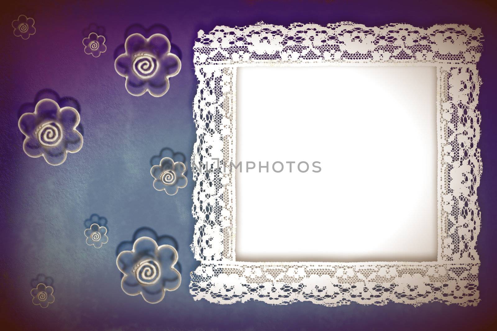 Grunge frame on the old paper and flowers  for invitation or photo