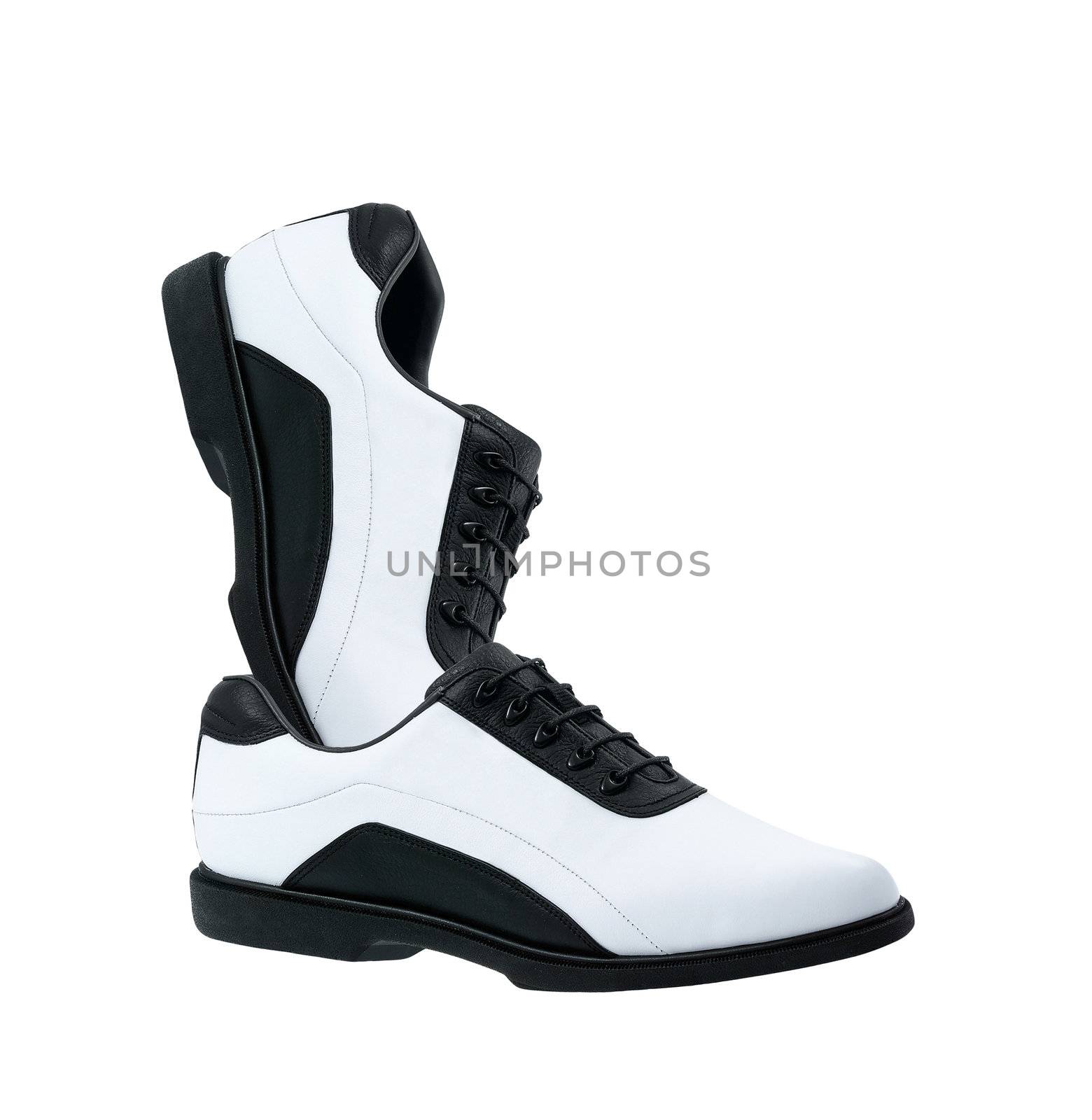 A pair of white golf shoes isolated on white background