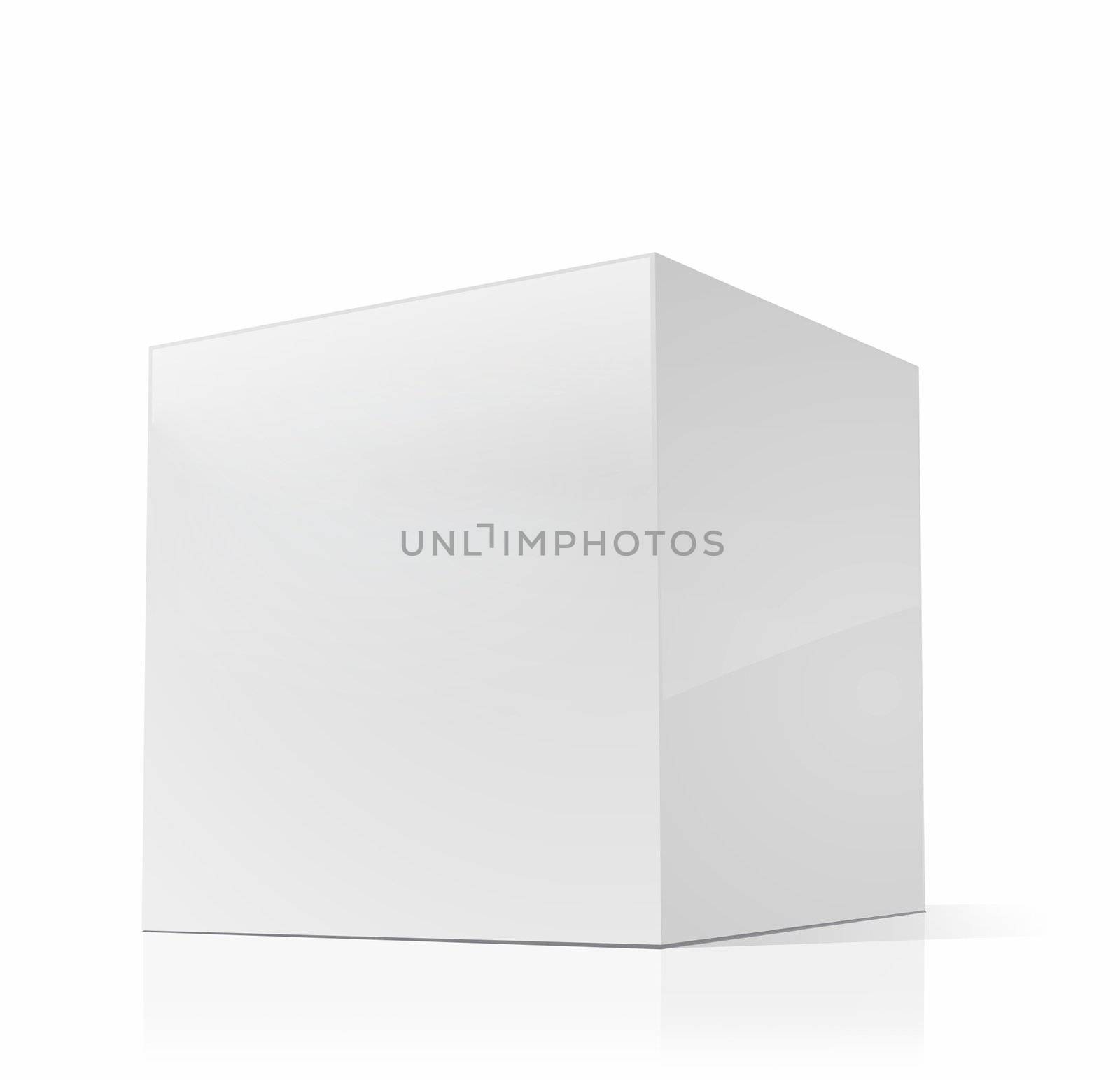 White box over white background