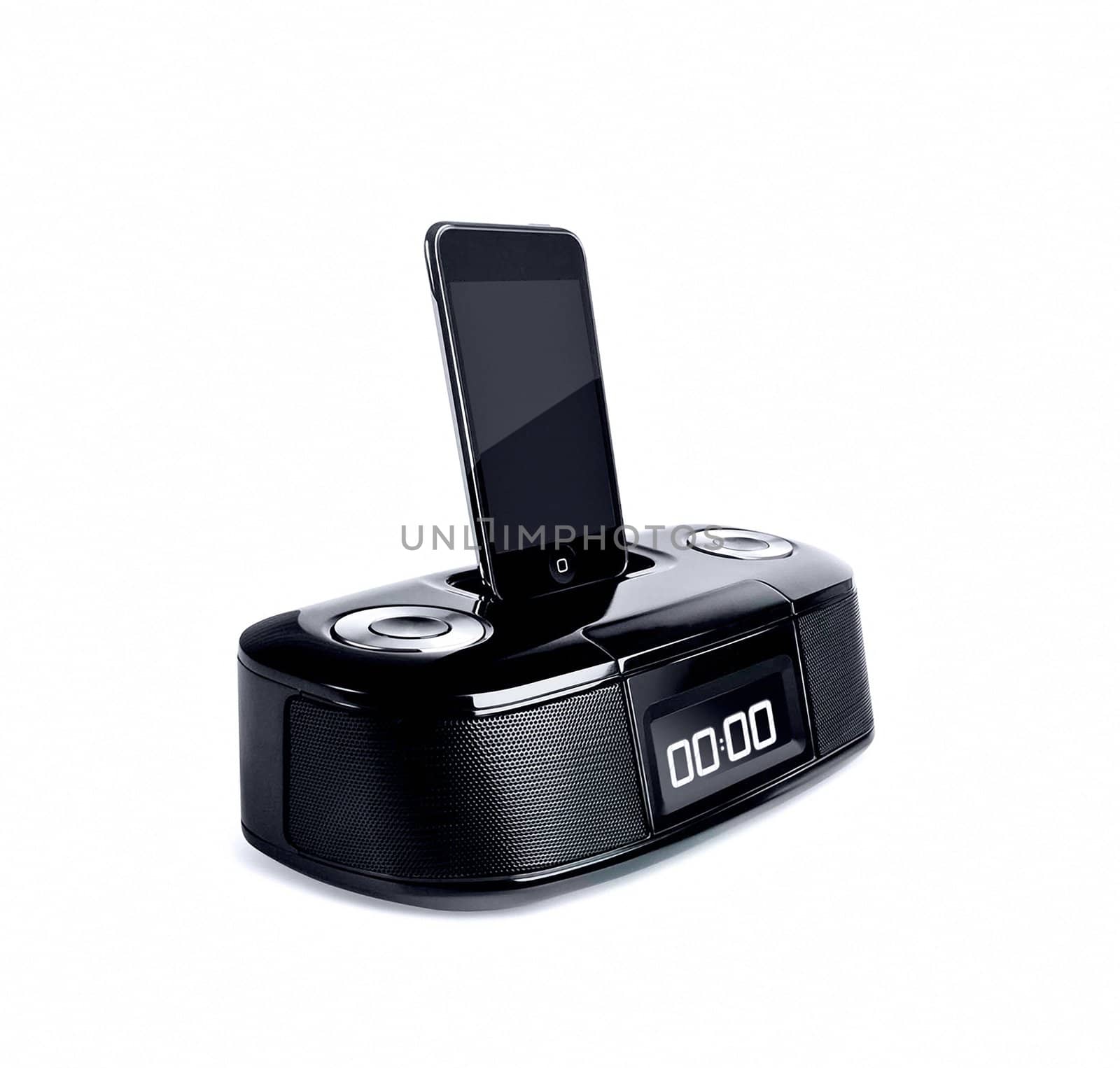 Black smartphone on white background