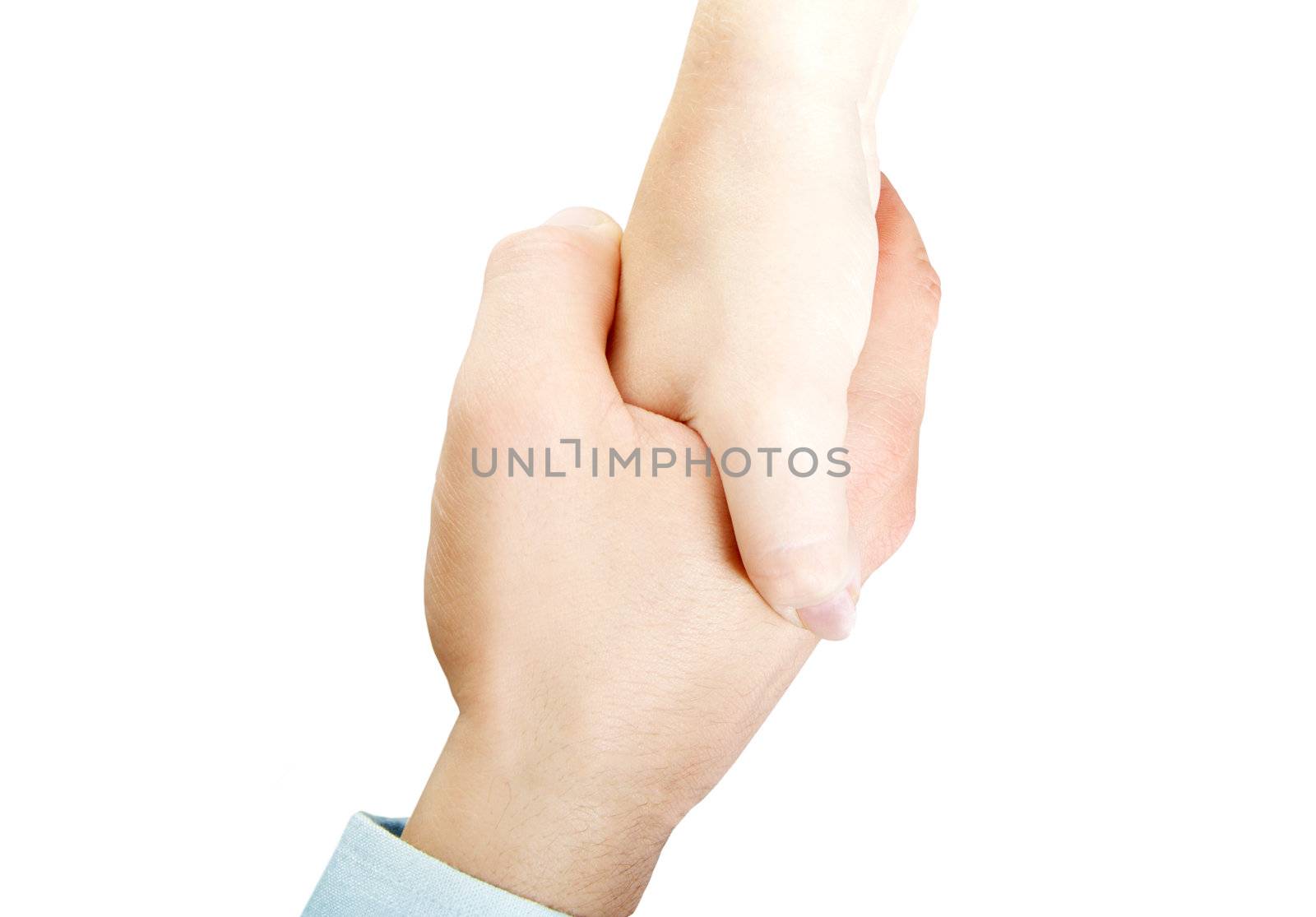 shaking hands with Business suited arm