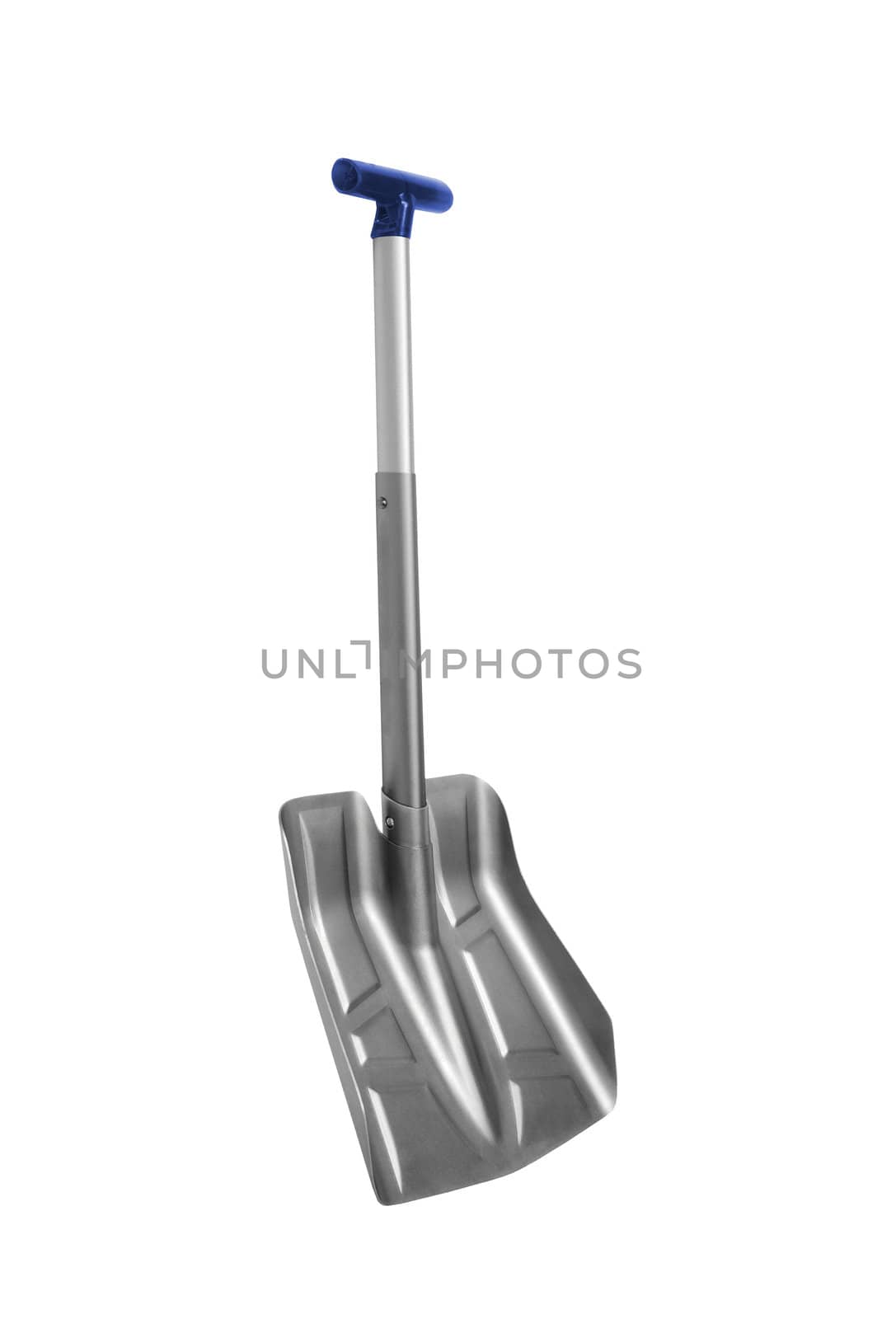 silver snow shovel isolated on white.