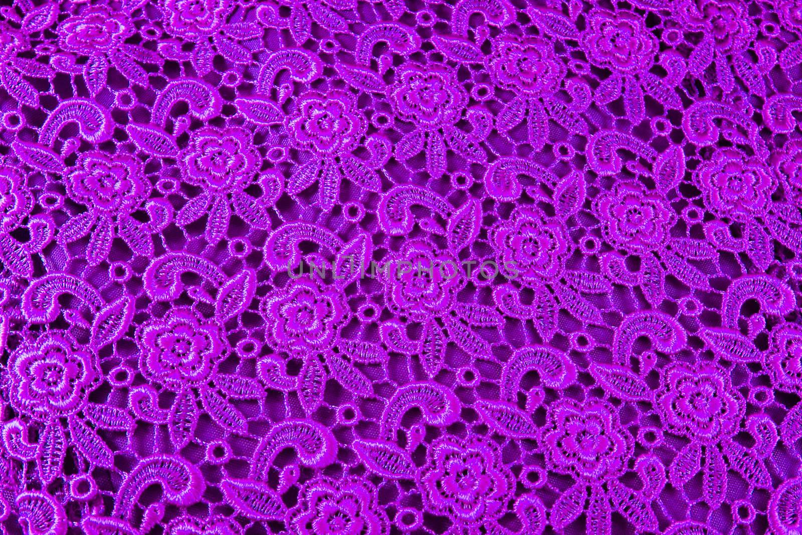 Detail of purple lace pattern fabric by nuchylee