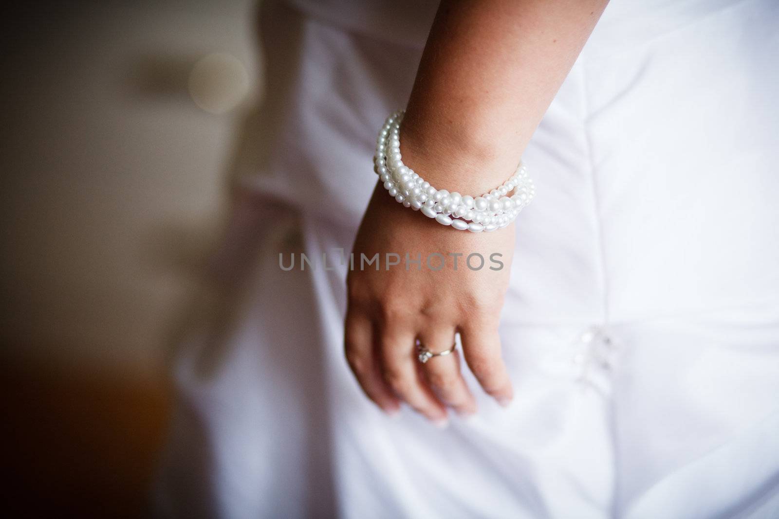 Bracelet on a bride getting ready for her wedding