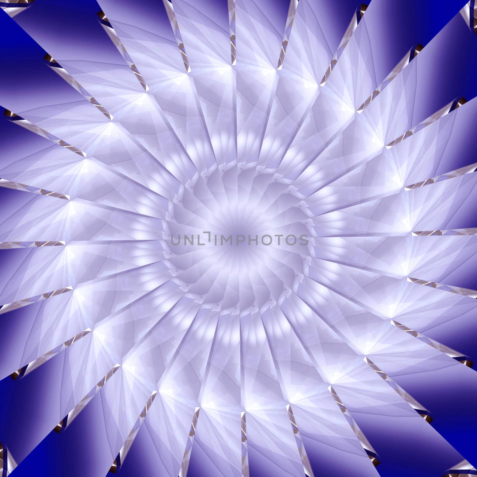 A kaleidoscope background of blue segments