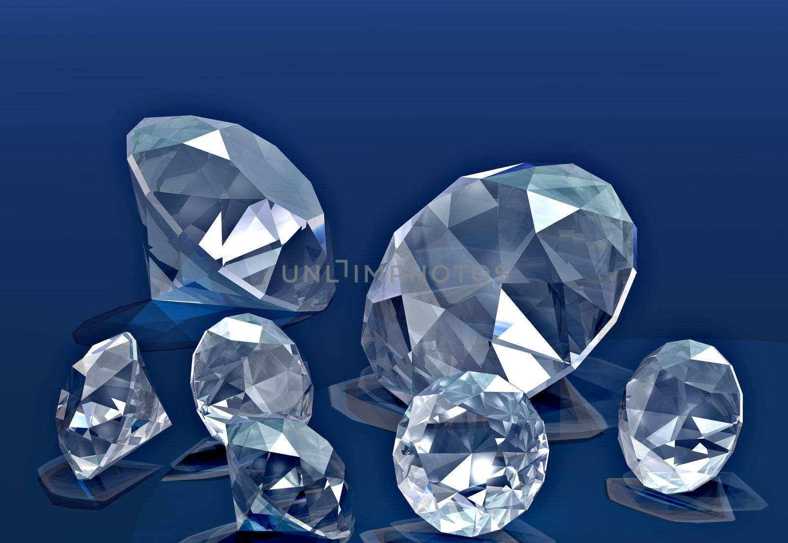 A handful of diamonds thrown onto blue velvet
