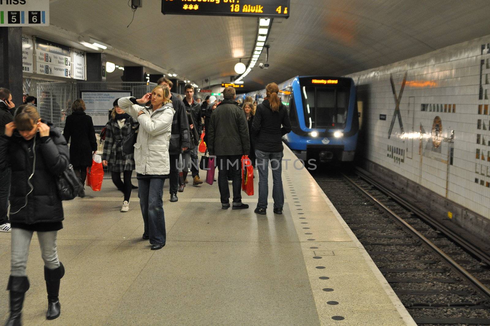 Scene from the metro in Stockholm. Photo taken at station T-Centralen.