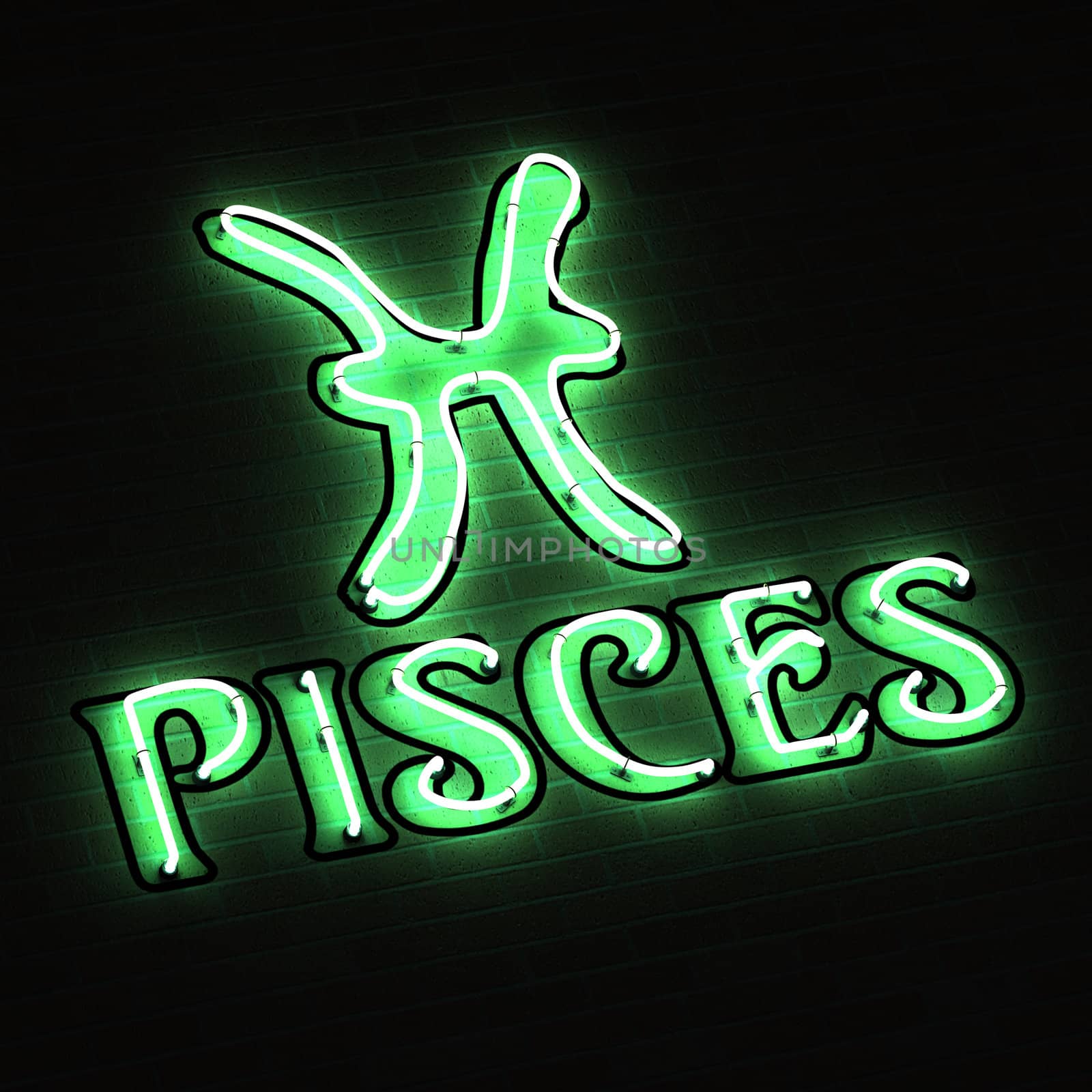 Pisces Zodiac Sign in Neon by rossstudio
