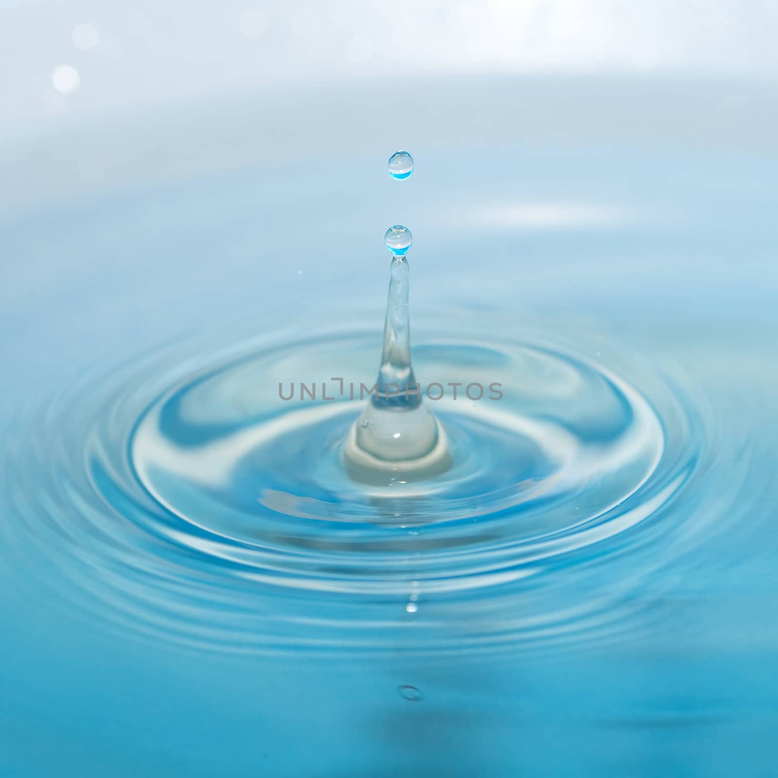water drop and splash on a blue background by jannyjus