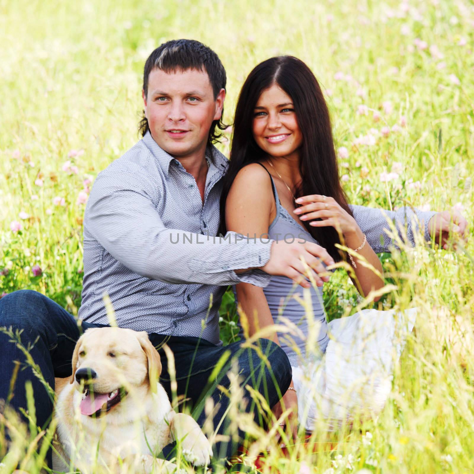 two lovers on grass field