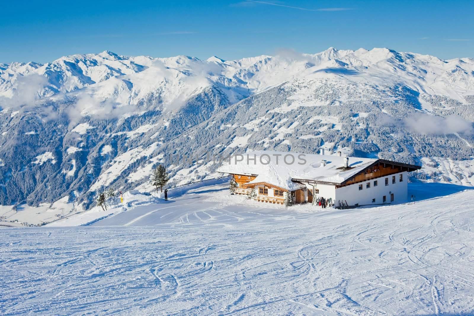 the alpine skiing resort in Austria Zillertal