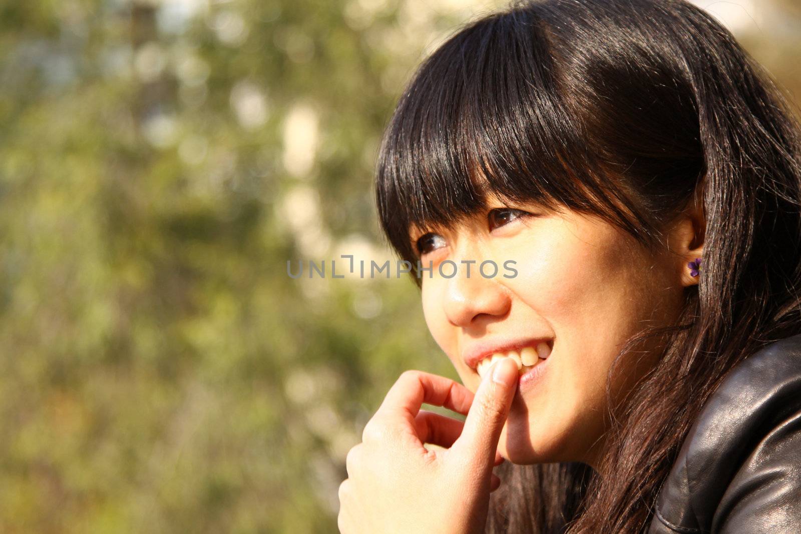 Asian woman with smiling face