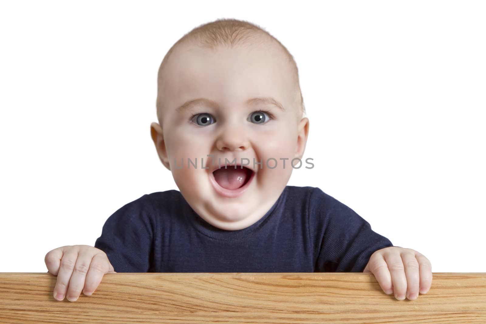 young child holding board. isolate on white background