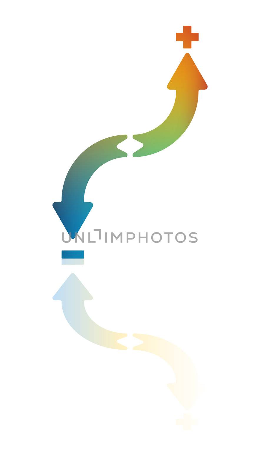 Double  Arrows Pointing to Minus and Plus Signs Bitmap Illustration