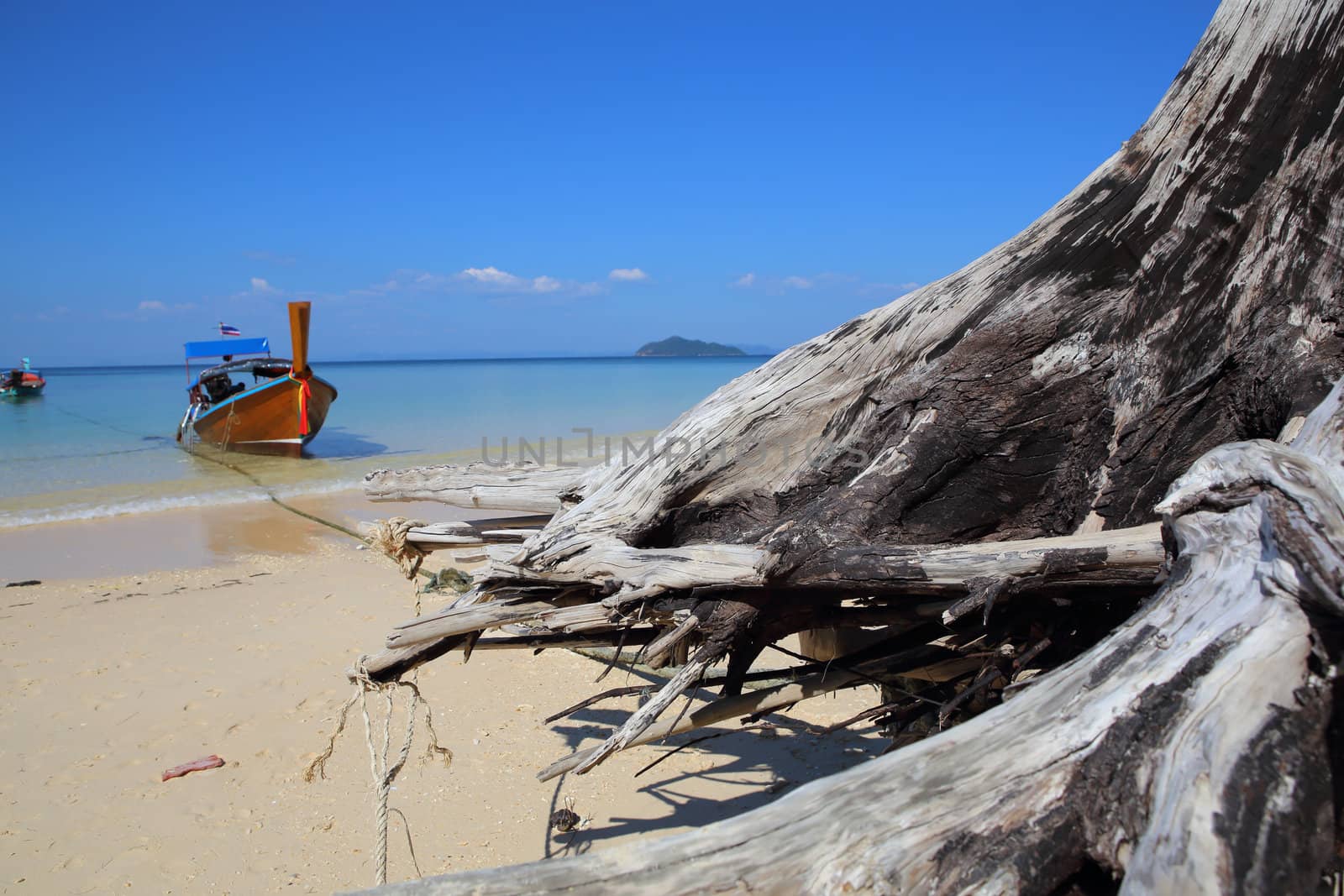 Beautiful white sand beach on island with crystal clear sea, And by rufous