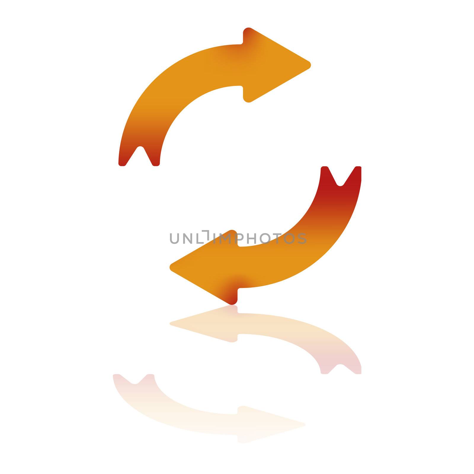 Two Gradient Arrows Depicting Clockwise Motion With Reflection