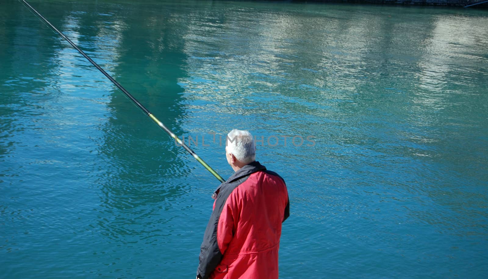 fishing on river drim, ohrid lake, struga,macedonia