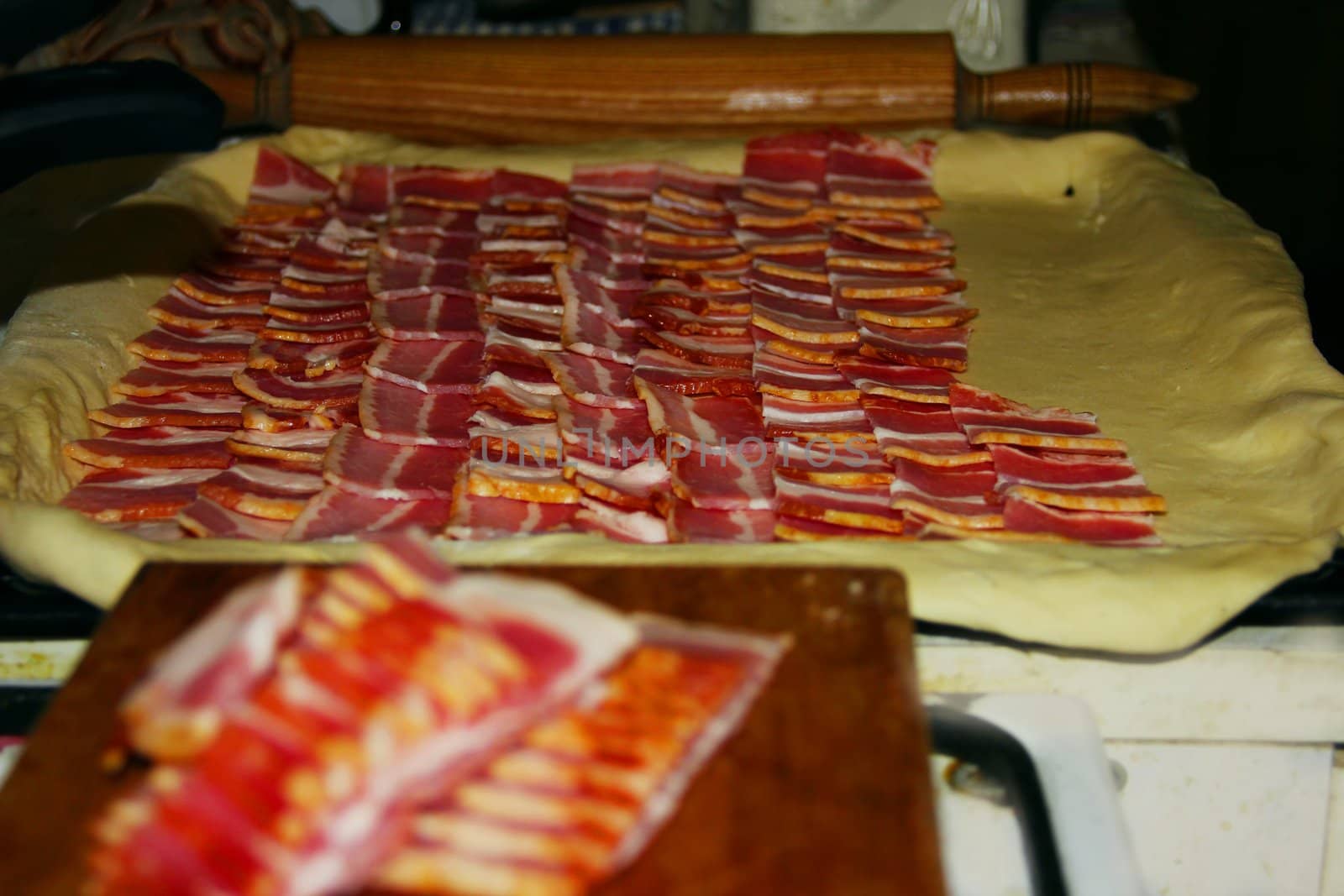 Pie with a bacon. Process of preparation