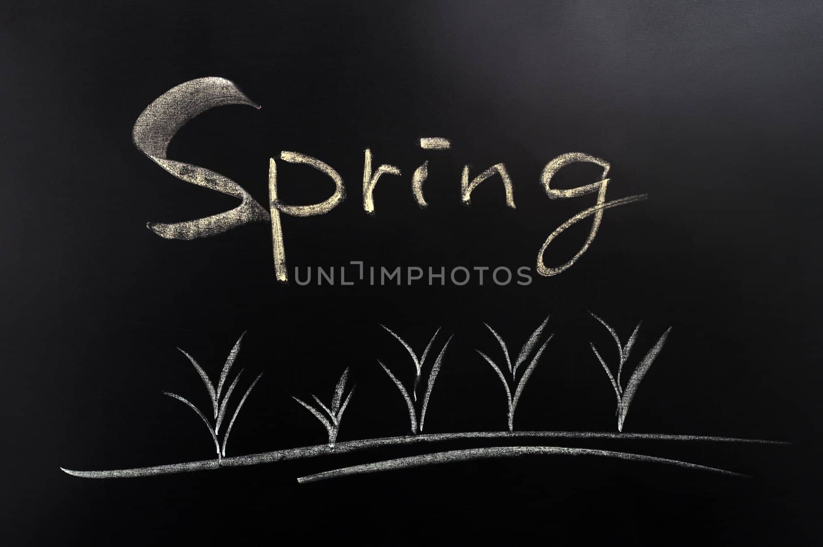 Concept of the spring on a blackboard