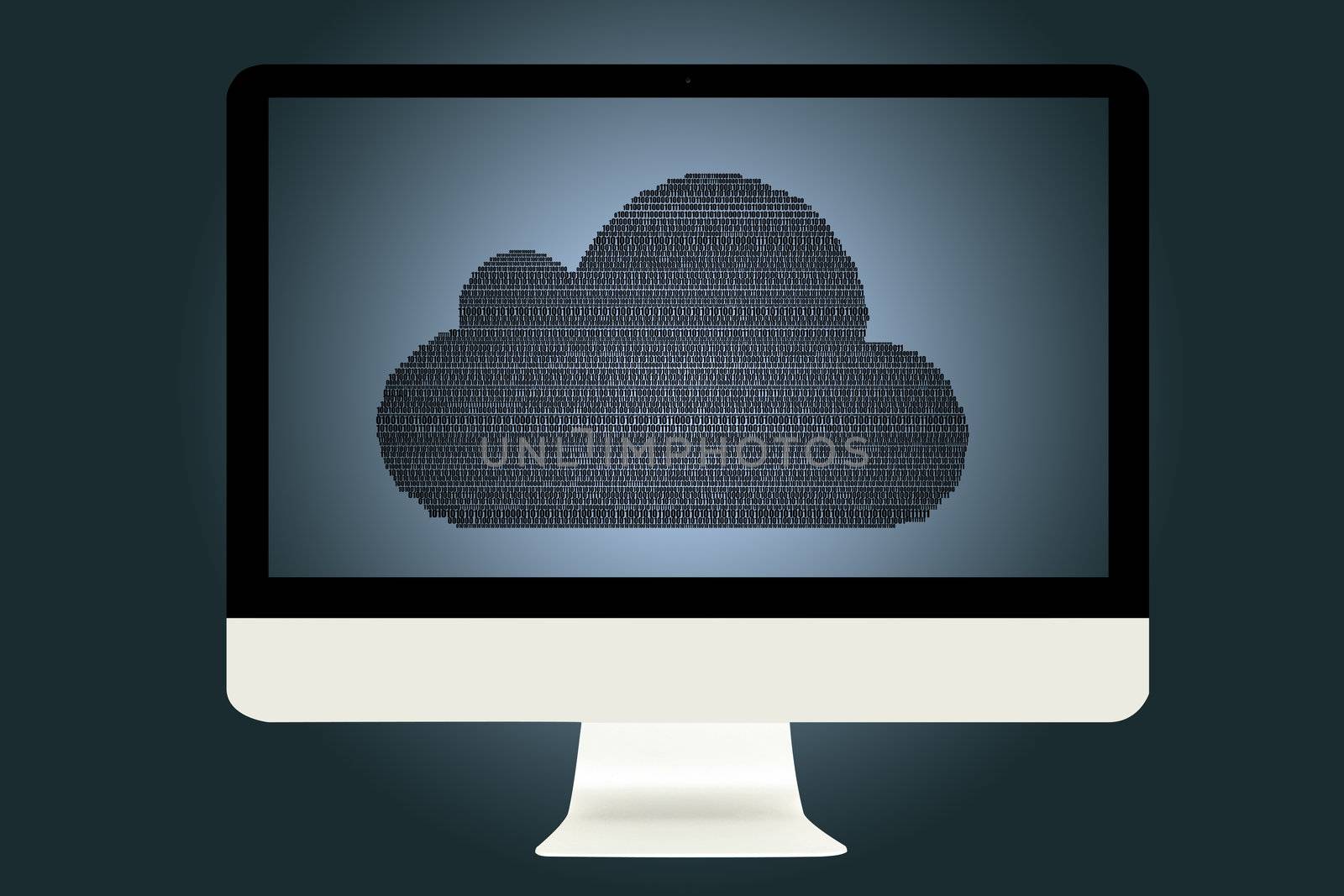 Computer Monitor with cloud computing Concept