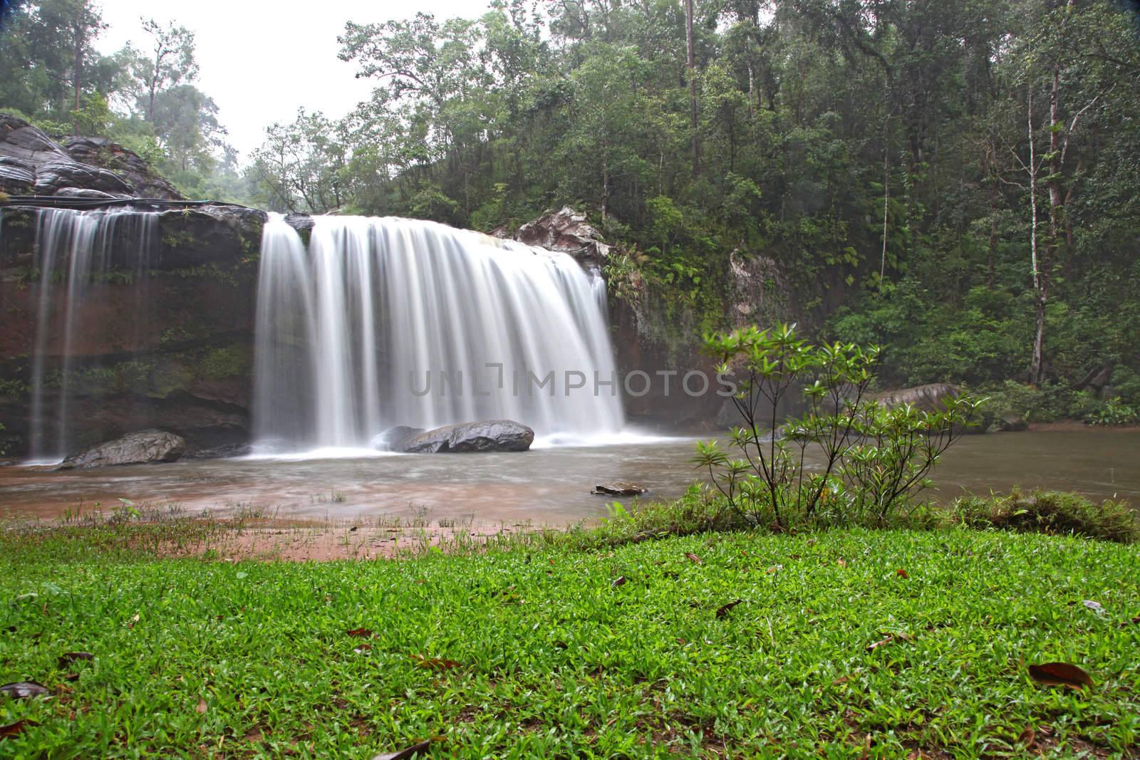 tropical rainforest waterfall in forest national park of Thailand