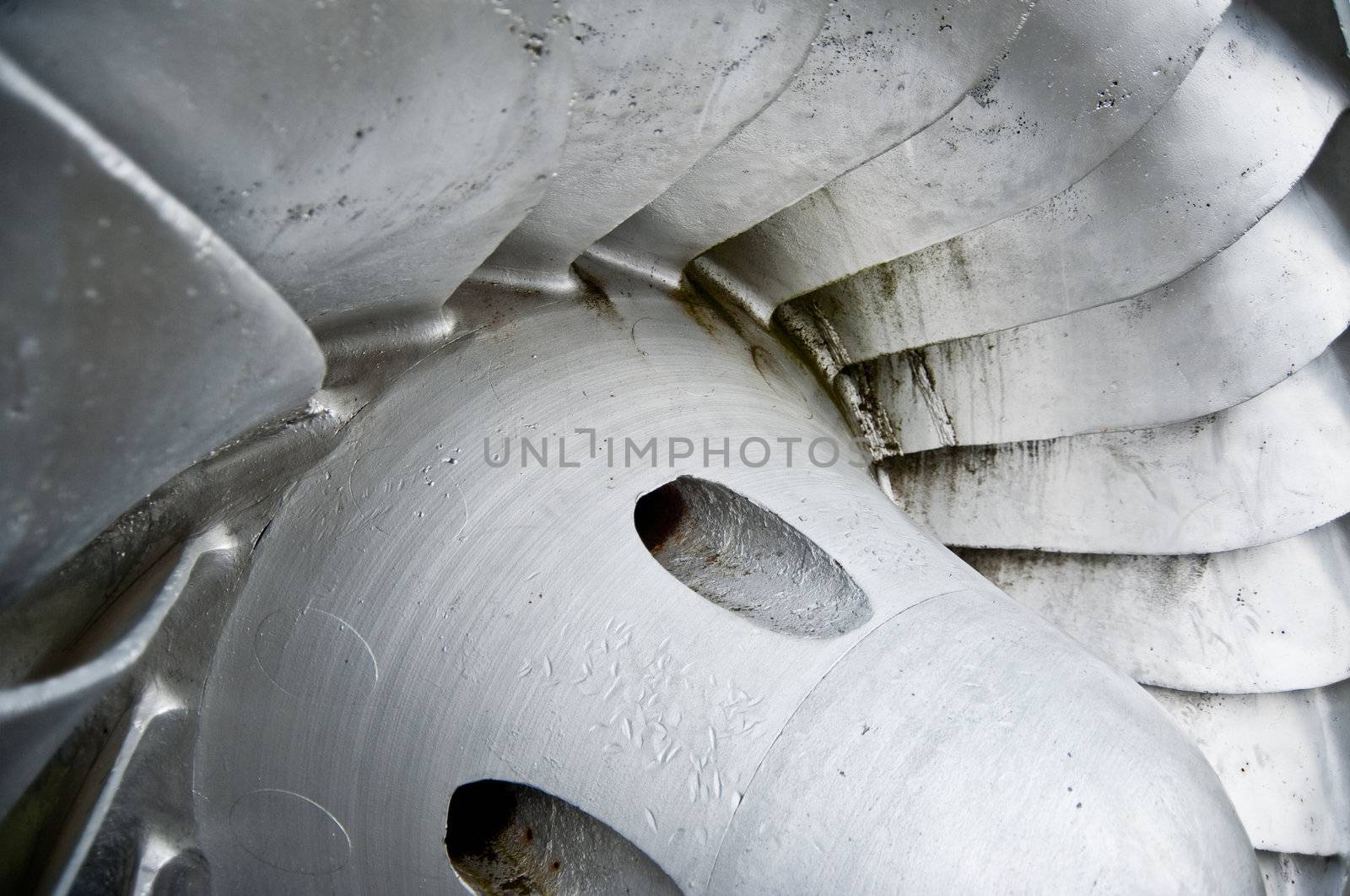 Old disused hydroelectric engine blade