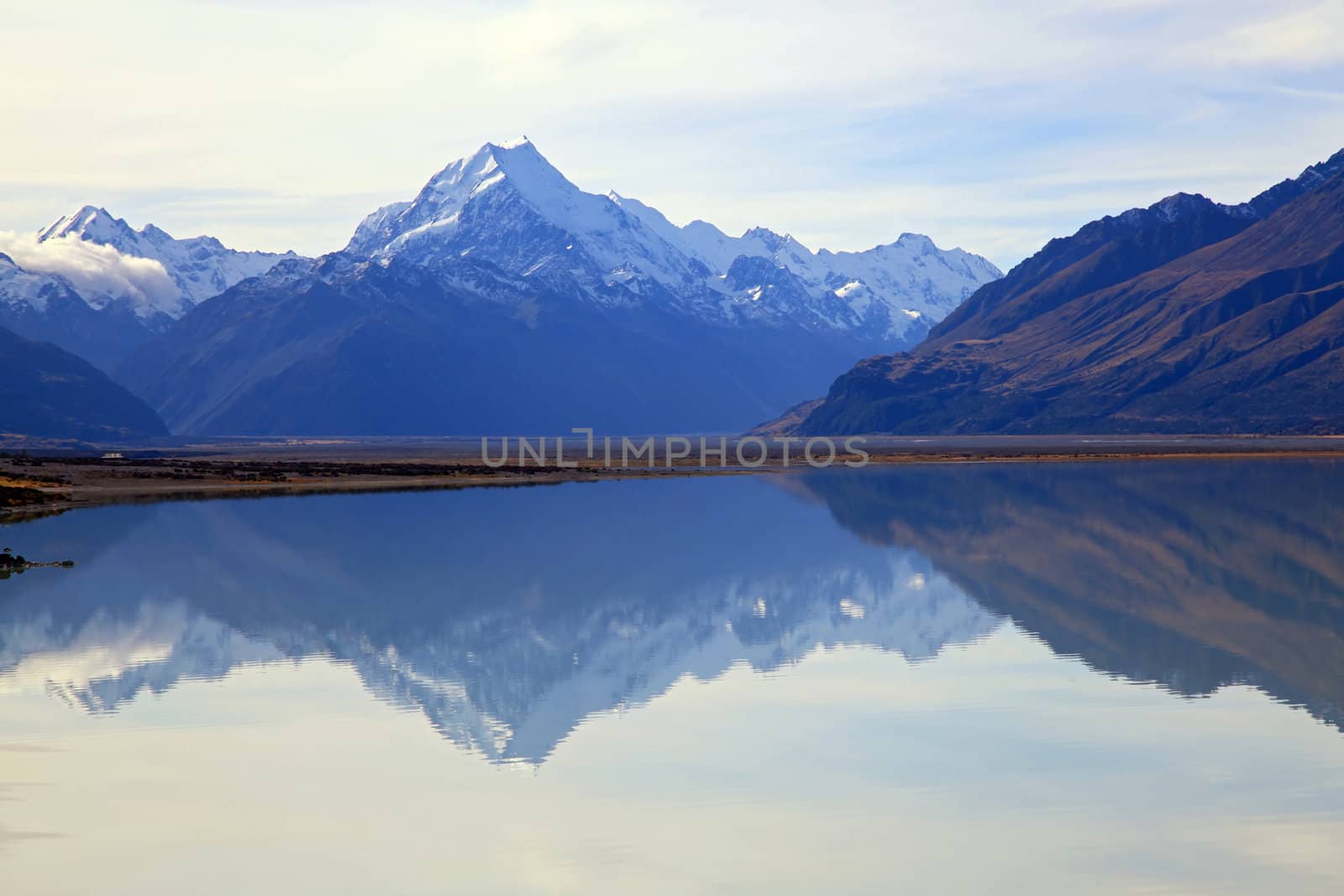 reflection of mount cook at lake pukaki, New Zealand
