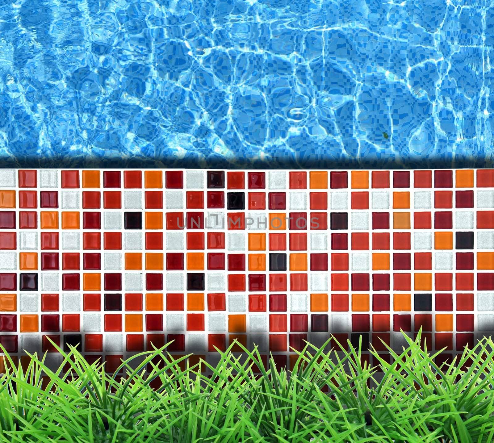 modern stone pavement with pool background