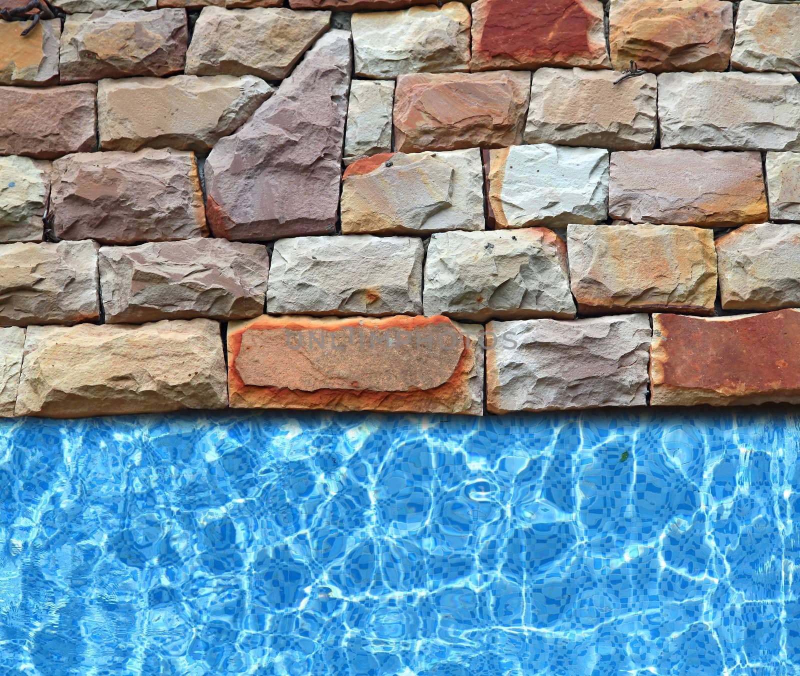modern stone pavement with pool background