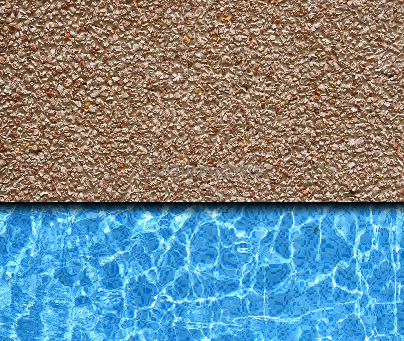 red sand stone pavement with pool background