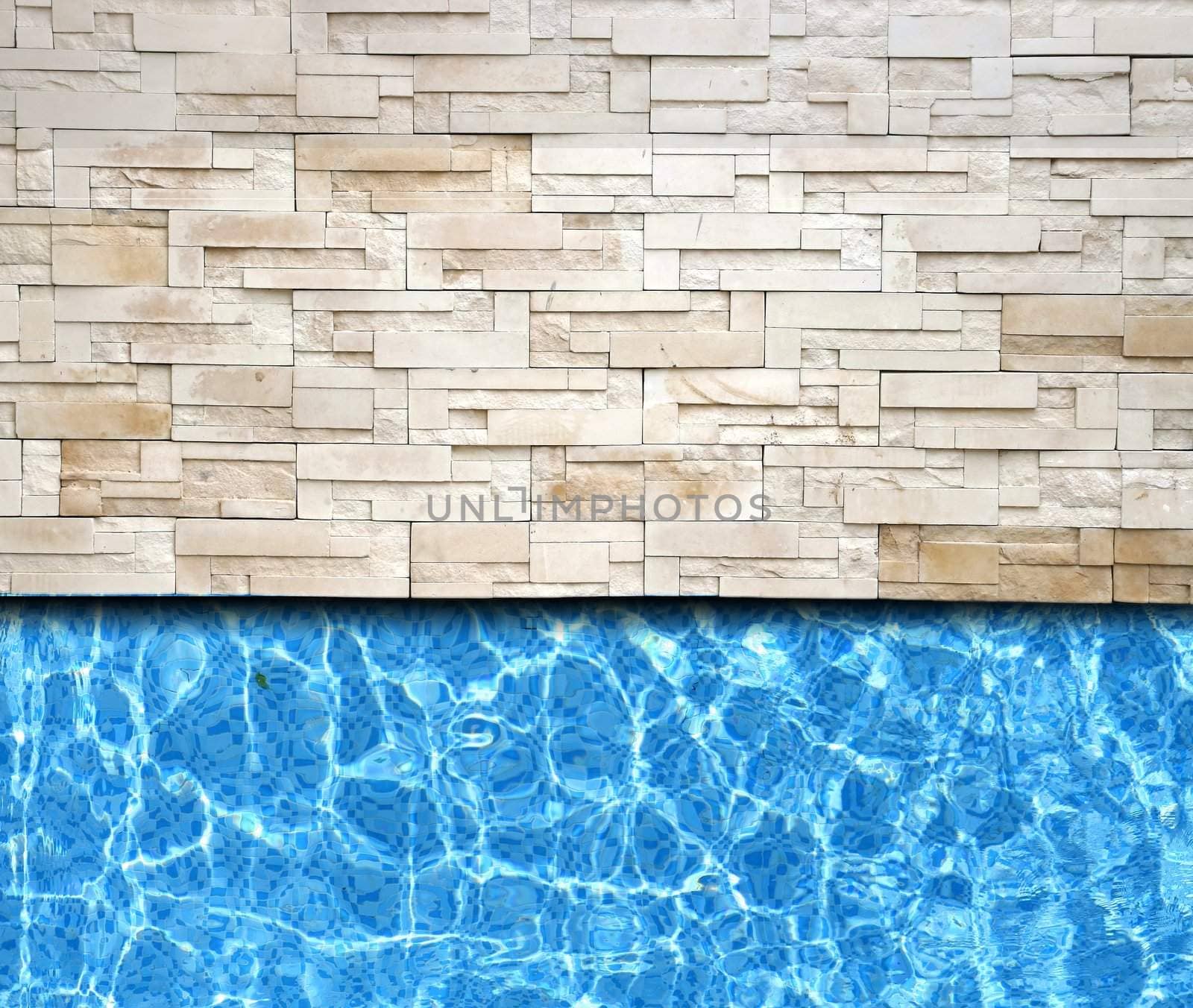 modern brick pavement with pool background