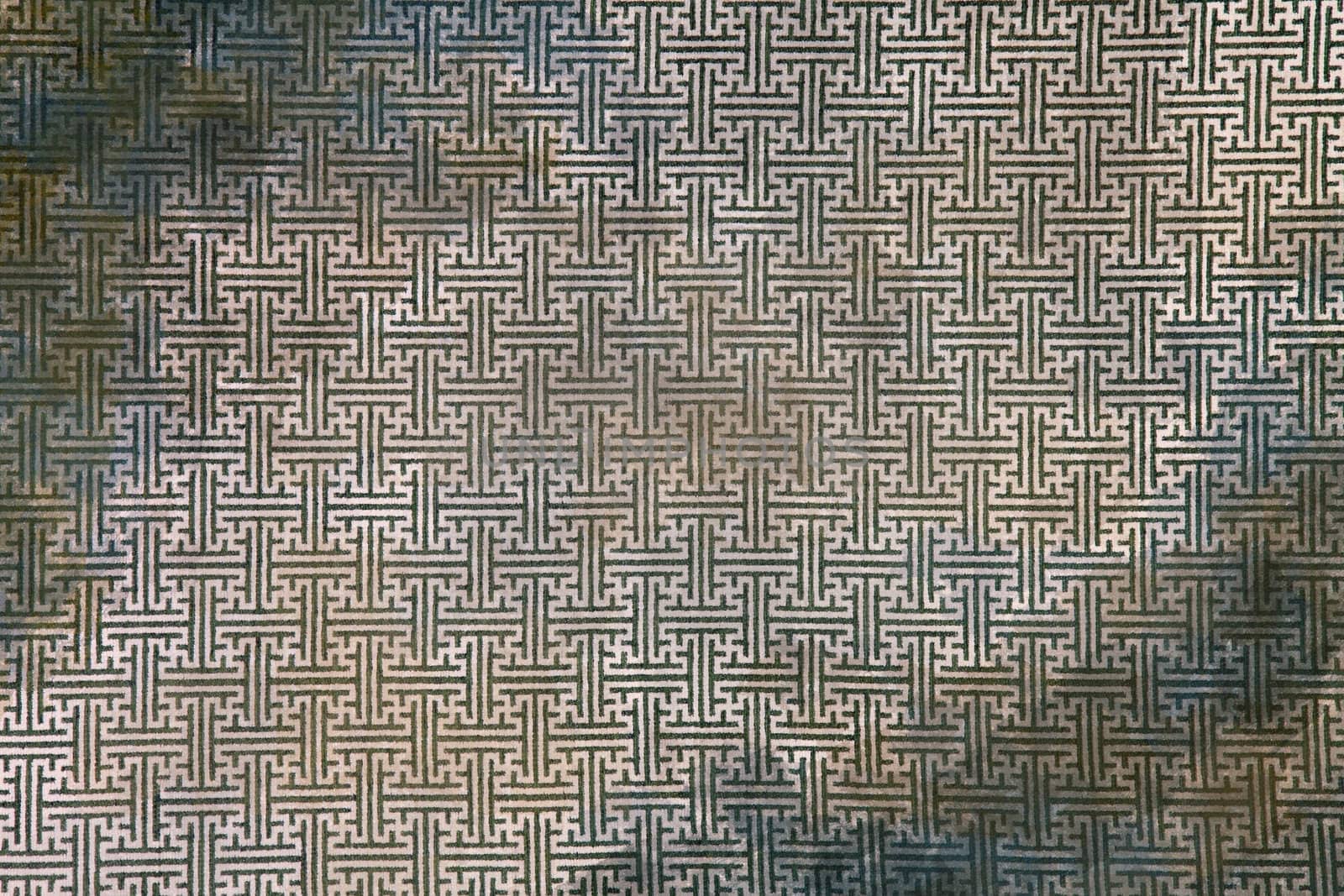 dirty grunge pattern of green maze clothing wall paper, close up