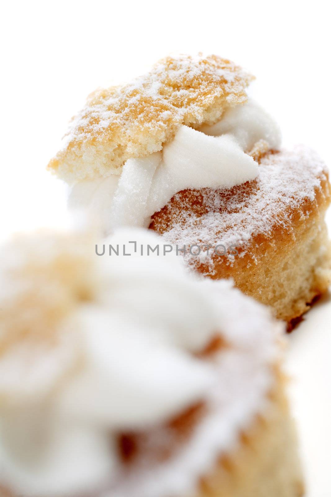 Freshly baked cup cakes with cream filling