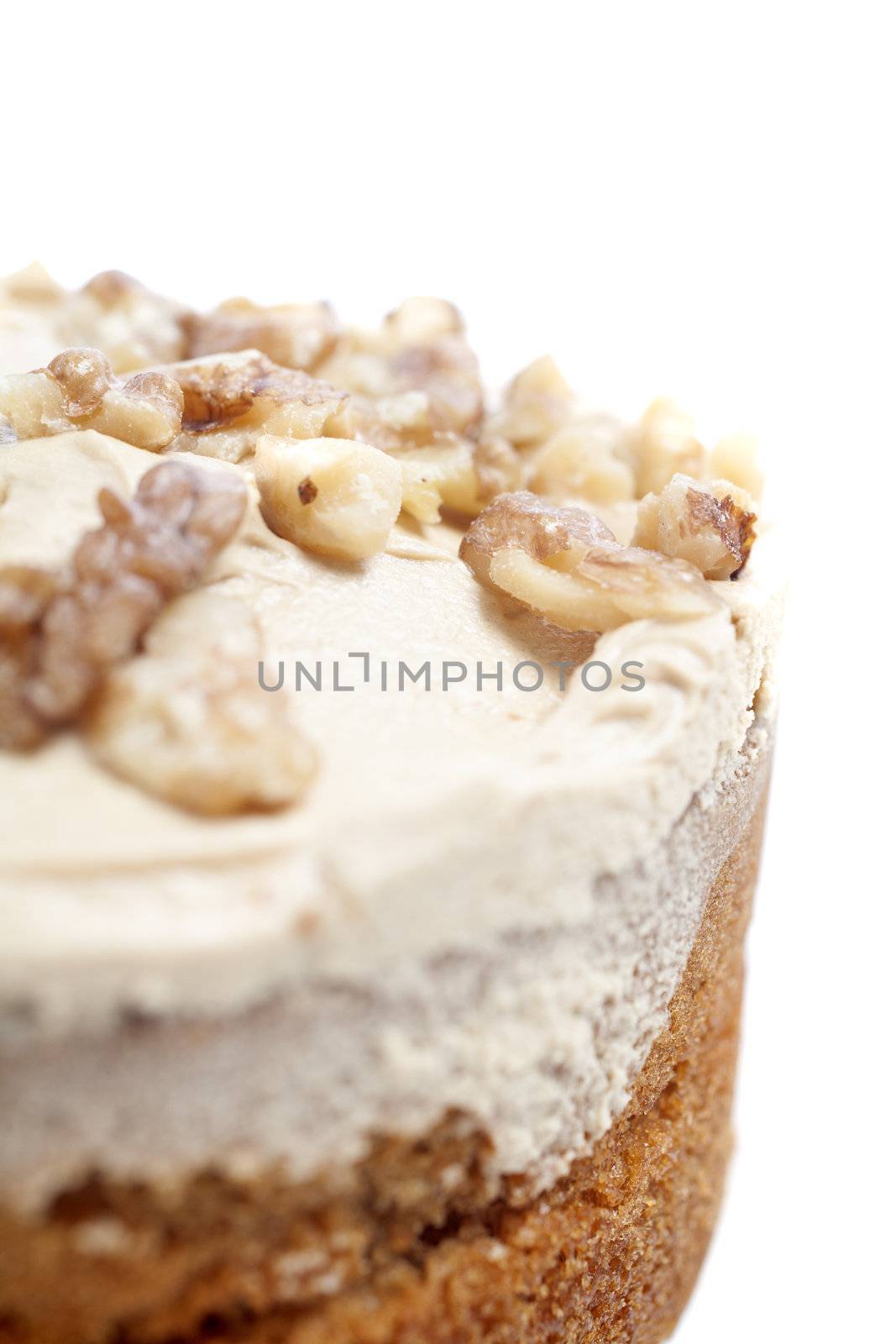 Fresh coffee cake on an isolated background