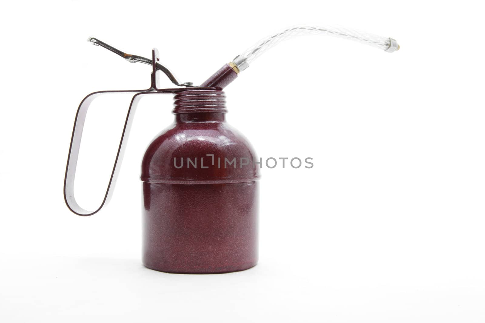 metal red oil can isolated on white background