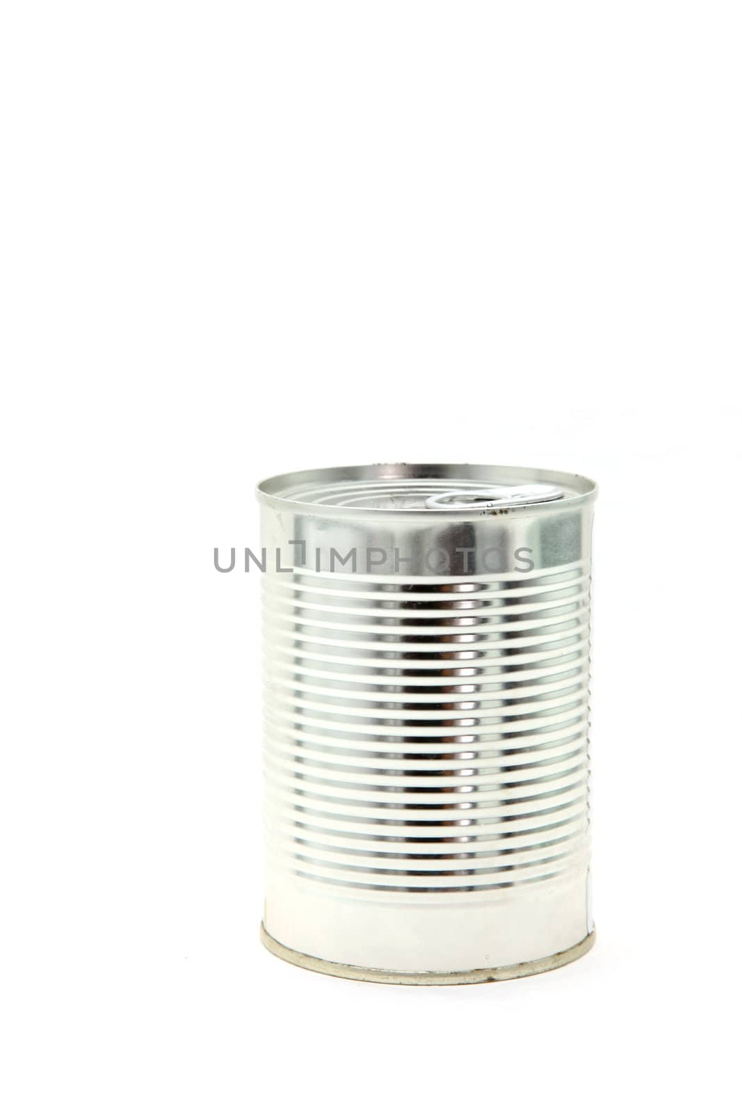 studio shot of food Aluminum metal can on white