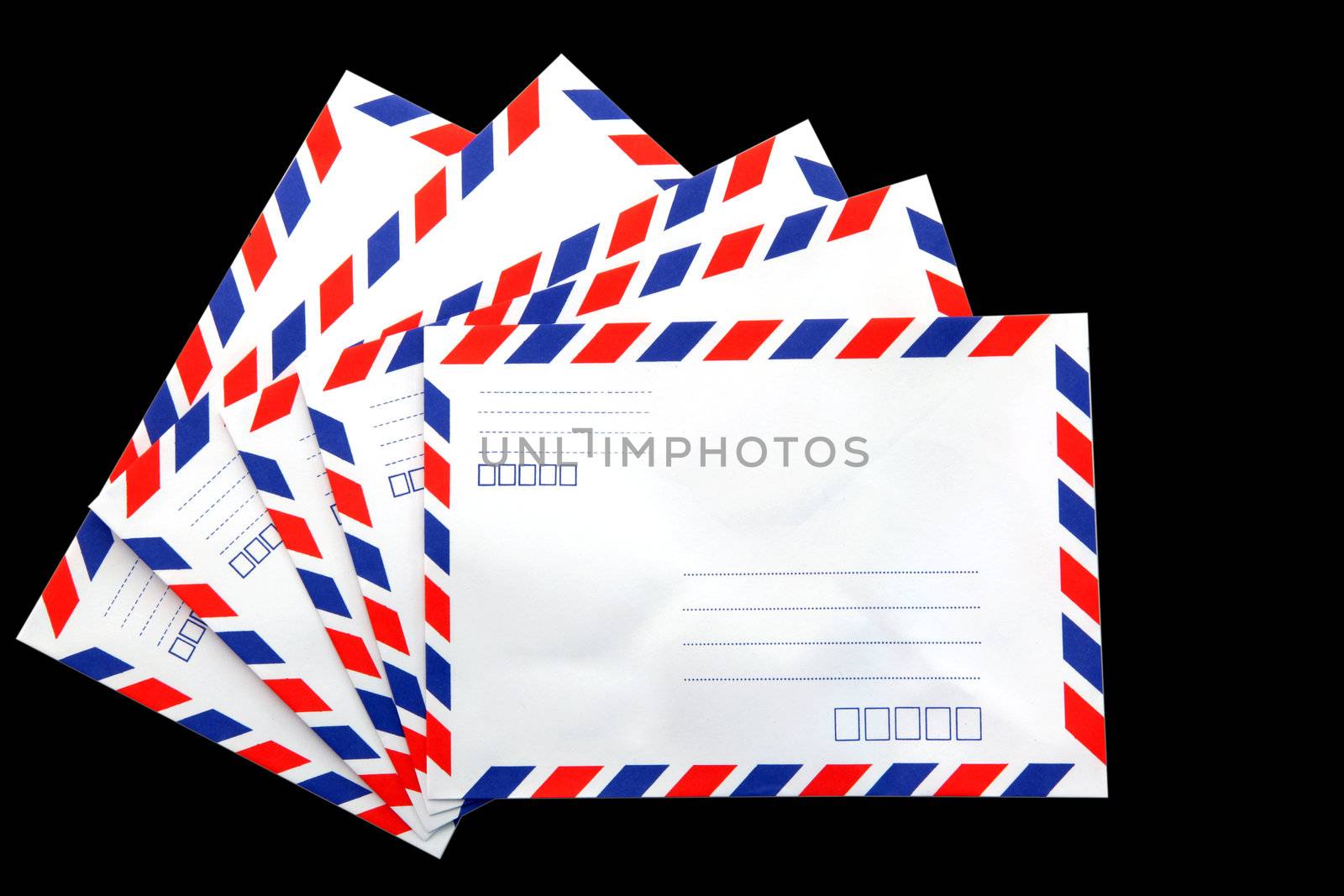 air mail envelope isolated on black